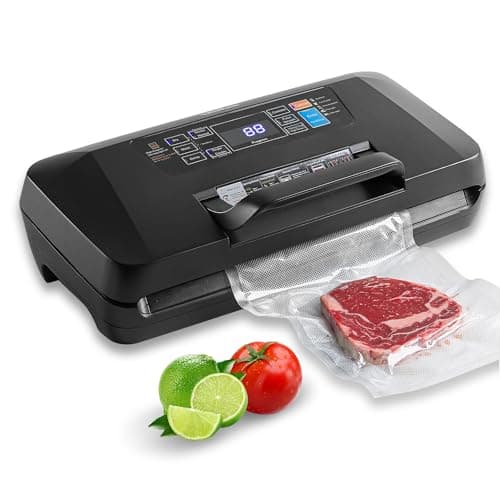 95Kpa Vacuum Sealer Machine for Food, 10-in-1 Presets with Sous Vide Mode, Double Heat Seal, Built-in Cutter & Bag Storage, Dry/Moist/Liquid, Compact Design, Easy-Lock Handle, Commercial Grade