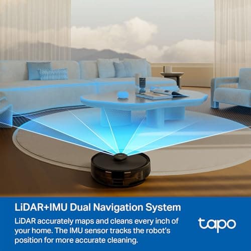 Tapo LiDAR Smart Navigation Robot Vacuum and Mop with Self-Emptying Dock, 5300Pa Max, 97%+ Dust Pickup Rate, Customizable Cleaning, Self-Charging, Compatible with Alexa & Google Home, RV30 Max Plus