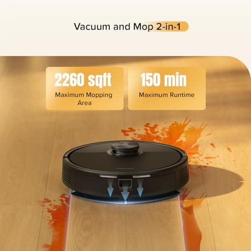 roborock Q7 M5 Robot Vacuum and Mop Combo, 10,000Pa HyperForce Suction, Robotic Vacuum Cleaner, Dual Anti-Tangle System, APP-Controlled Mopping, LiDAR Navigation, for Pet Hair and Carpet, Black