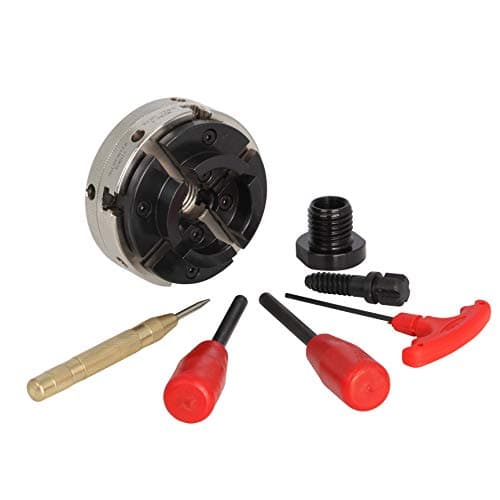 4INCH 4-Jaw Self-Centering Wood Lathe Chuck, 2" Round Jaw Mounted, 1"x8TPI thread & 3/4"x16TPI Adapter, T Allen Wrench, Screw Chuck, SCR4-4, Nickle electric Coating Body