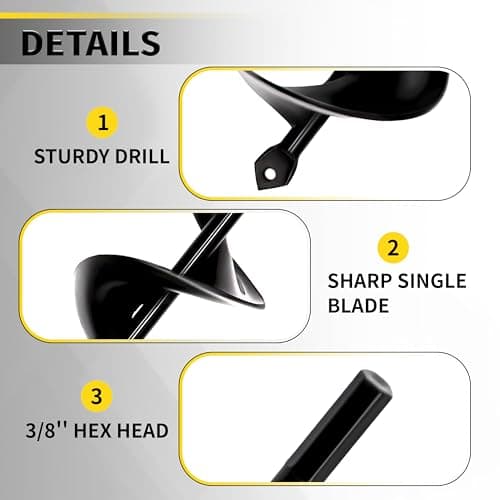 2”x32“ Auger Drill Bit for Planting, Heavy-Duty Planting Auger for Bulbs, Post Hole Digger for 3/8”Hex Drive Drill
