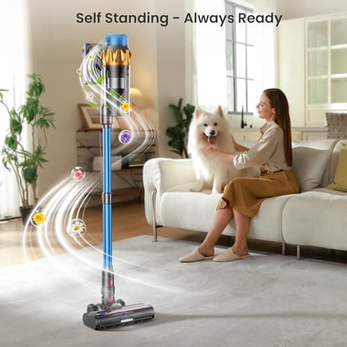 Cordless Vacuum Cleaner, 550W 45KPA 70mins Vacuum Cleaners for Home, Self-standing Stick Vacuum with Aromatherapy, Anti-Tangle Brush, Wall Mount Charging Vacuum for Hardwood Floor/Carpet/Pet Hair