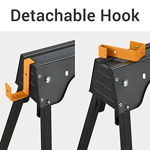 Saw Horses 2 Pack, Heavy Duty Folding Portable Saw Horses Table 2200 Lbs Load Capacity with 2x4 Support Legs, Fast Open Legs and Easy Grip Handle for Woodworking.