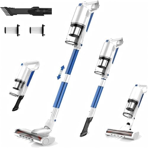 whall Cordless Vacuum Cleaner, Upgraded Strong Suction Brushless Motor Cordless Stick Vacuum Cleaner,Lightweight Handheld Vacuum for Home Pet Hair Carpet Hard Floor,up to 55mins Runtime,White