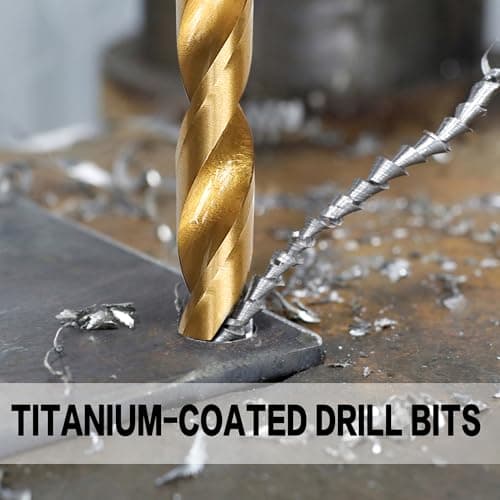 BeHappy 230 Pcs Drill Bit Set, 135° Tip Titanium Coated High Speed Steel, Twist Drill Bit Kit for Iron, Aluminum Alloy, Copper, Wood, Plastic, with Hard Storage(/16“-1/2”