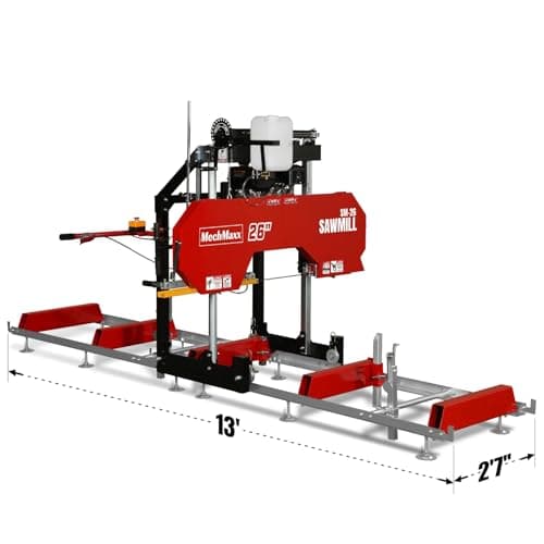 26" inch Portable Sawmill,420cc 15HP E-Start Gasoline Engine, 22" Board Width,13' Track Length, Model SM-26