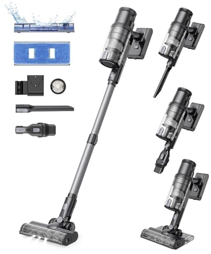 Proscenic Cordless Vacuum Cleaner,45Kpa 55Mins P11 Mopping Wet Dry Vacuum and Mop Combo All in one, Lightweight Stick Vacuum with LED Display, Long Runtime Ease of use for All Floors Pet Hair Carpet