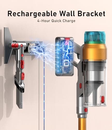 Cordless Vacuum Cleaner 600W 55Kpa Stick Vacuum,Up to 55Mins, Vacuum Cleaners for Home Rechargeable Wall Mount OLED Color Screen Anti-tangled Vacuum for Car,Hardwood Floor,Carpets,Pet Hair EHBL