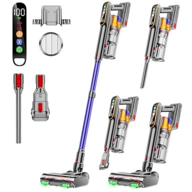 Cordless Vacuum Cleaner, 550W 45KPA 60 Mins Vacuum Cleaners for Home, Stick Vacuum with 1.8L Large Dust Cup, Wall Mount Charging, Anti-Tangle Wireless, Green Light for Pet Hair, Carpets, Hardwood