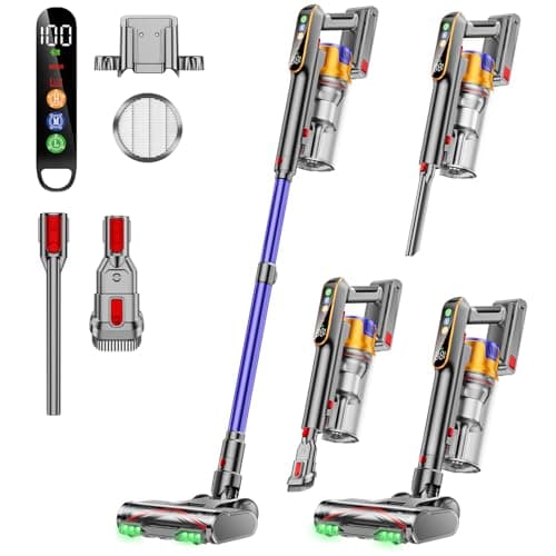 Cordless Vacuum Cleaner, 550W 45KPA 60 Mins Vacuum Cleaners for Home, Stick Vacuum with 1.8L Large Dust Cup, Wall Mount Charging, Anti-Tangle Wireless, Green Light for Pet Hair, Carpets, Hardwood