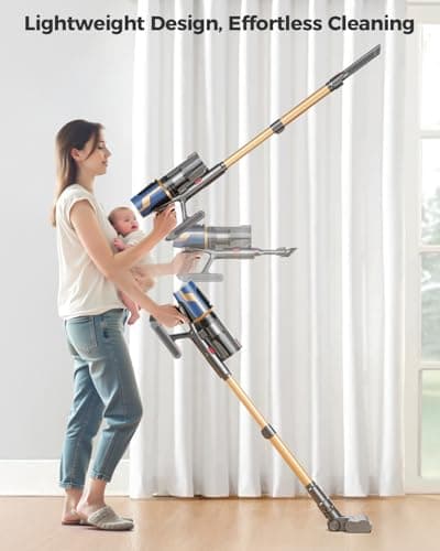 Cordless Vacuum Cleaner, 30Kpa Vacuum Cleaners for Home, Max 50Mins Runtime, Anti-Tangle Stick Vacuum, LED Screen, 1.5L Dust Cup, Rechargeable Lightweight Vacuum for Hardwood Floor, Carpets, Pet Hair