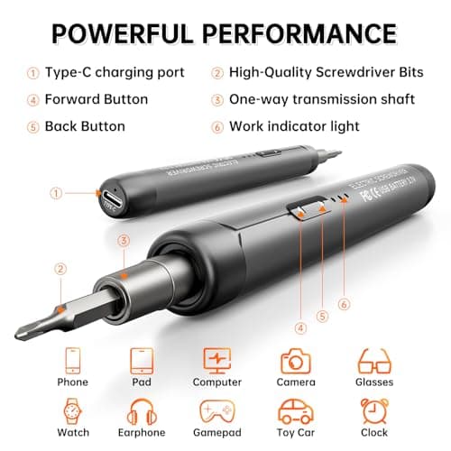 Electric Screwdriver Set, Precision Screwdriver Set, Magnetic Drill Bit, Magnetic Storage, Mini Precision Electric Screwdriver Repair Kit for PC RC Electronics