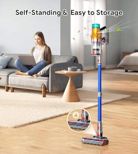 Cordless Vacuum Cleaners for Home,8-in-1/65Min/600W/48Kpa Powerful Suction,Self-Standing Cordless Stick Vacuum Cleaner,Lightweight Anti-Tangle Rechargeable Vacuum for Floor/Carpet/Pet Hair/Car