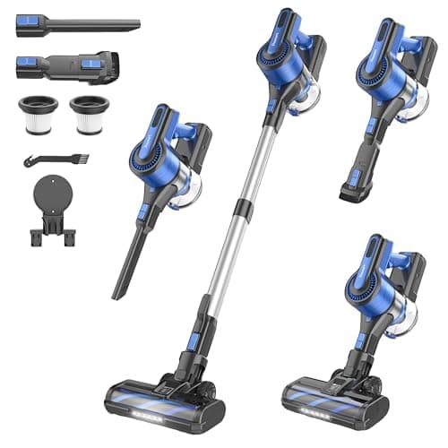Cordless Vacuum Cleaner for Home, 45Kpa Lightweight Stick Vacuum with Powerful Suction, Rechargeable Battery Up to 50mins, Handheld Vacuum Cleaners for Carpets, Pet Hair，Hardwood Floors - Blue