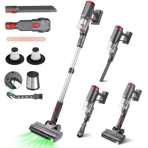 Cordless Vacuum Cleaner, 8-in-1 Powerful Stick Vacuum Cleaners For Home With 35kPa, 35Mins Runtime, 1L Dustbin, Anti-Tangle Rechargeable Self-Standing Vac For Floor Carpet Pet Hair Hardwood Tile car