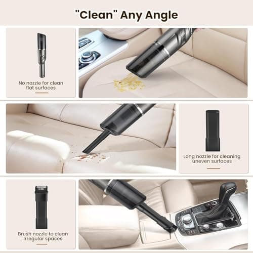 Car Vacuum Portable Cordless 120W/12kPa High Power Handheld Portable Handheld Vacuum Cordless Cleaner with Low Noise Wet and Dry Use Auto Vacuum Cleaner for Car Home Cleanning