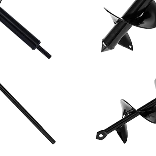 VASGOR Set of 4 (1.6x9, 2.4x12, 3.2x16, 4x16) Auger Drill Bit for Planting - Easy Planter Garden Auger - Bulb & Bedding Plant Augers - Posthole Digger for 3/8” Hex Drive Drill