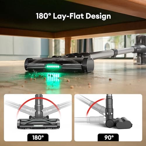 Ultenic Cordless Vacuum Cleaner, 500W 45Kpa Stick Vacuum with Car Dashboard Screen, Tangle-Free Brush for Pet Hair, Max 45mins Runtime, LED Display Tools for Hard Floor, Carpet, Car Cleaning, U12