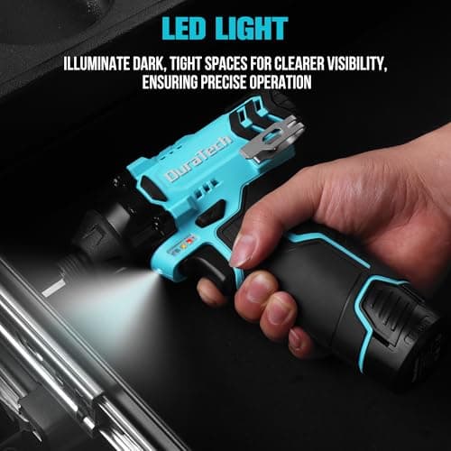 DURATECH 12V Cordless Impact Driver, 1/4” Electric Impact Driver with 11pcs Screwdriver Bits, 3pcs Nut-driver Bits, Variable Speed(0-2400RPM), LED Light, Tool Bag, Battery and Charger Included
