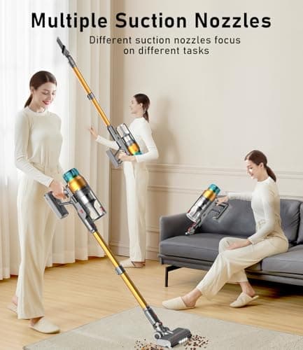 Cordless Vacuum Cleaner 600W 55Kpa Stick Vacuum,Up to 55Mins, Vacuum Cleaners for Home Rechargeable Wall Mount OLED Color Screen Anti-tangled Vacuum for Car,Hardwood Floor,Carpets,Pet Hair EHBL