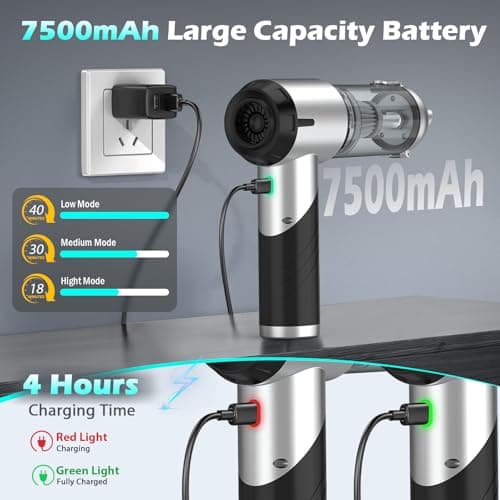 Car Vacuum Portable Cordless Foldable Mini Vacuum, 17000PA Strong Suction, 40mins Runtime, 4-in-1 Air Duster & Air Blower Handheld Vacuum with One-Click Dust Removal for Car, Home,Office Pet