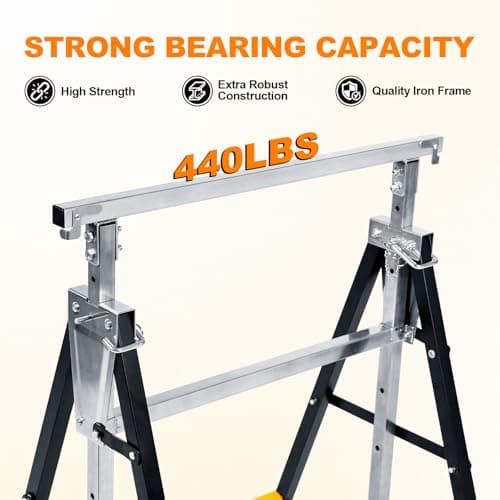 Metal Saw Horses 2 pack Folding Heavy Duty 880 lbs Load Capacity Saw Horse Adjustable 7 Level Height for Woodworking
