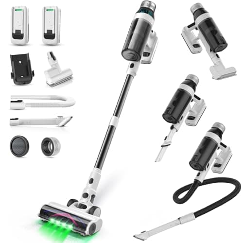 Cordless Vacuum Cleaner, 2 Batteries 110 Mins Runtime Vacuum Cleaners for Home, 550W 45KPA 15-in-1 Stick Vacuum with Charging Dock, Handheld Vacuum Cordless for Pet Hair Carpet Hardwood Floor