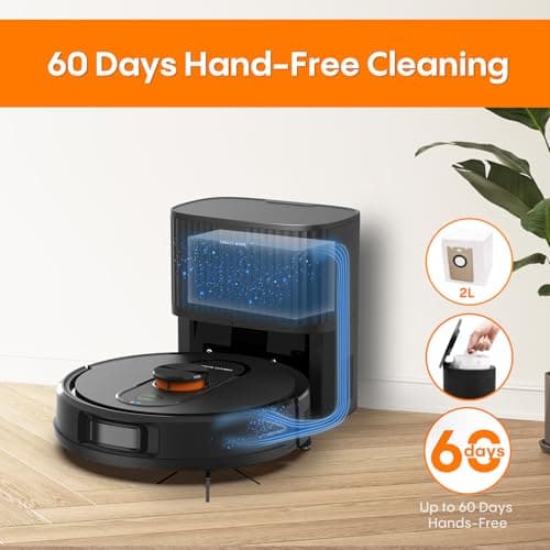 Robot Vacuum and Mop Self-Emptying, 5000Pa Robotic Vacuums, 60 Days Hands-Free, 3-in-1 LiDAR Robot Vacuum Cleaner,No-Go Zones,Perfect for Carpets, Hard Floors, and Pet Hair