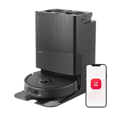 roborock Qrevo Plus Robot Vacuum and Mop with FlexiArm Design Edge Mopping, Self-Emptying, 10 mm Liftable Mops, Auto Mop Washing & Drying, Reactive Tech Obstacle Avoidance, 7,000 Pa Suction, Black