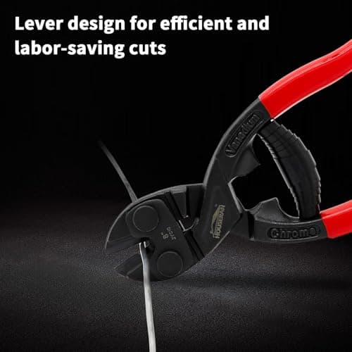 8 Inch Mini Bolt Cutters, Compact Bolt Cutter with Recess and Spring, Small Bolt Cutters, CR-V Steel Blade for Wires, Cables, Rivets, Chains, Screws, Bolts