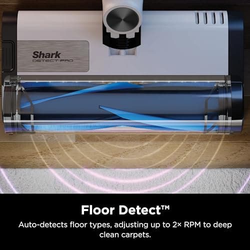 Shark IW3120 Detect Pro - Lightweight Cordless Vacuum with HEPA Filter, Portable Handheld, Charging Dock, Auto-Empty System, Crevice Tool, Ideal Stick Vacuum for Pet Hair, White/Ash Purple (Renewed)