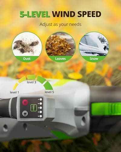 Leaf Blower Cordless 630CFM with 2×4000mAh Batteries and Charger, PATOOLIO 5 Speed Mode Cordless Blower Handheld for Patio, Lawn Care, Snow Blowing Yard Garden Blower