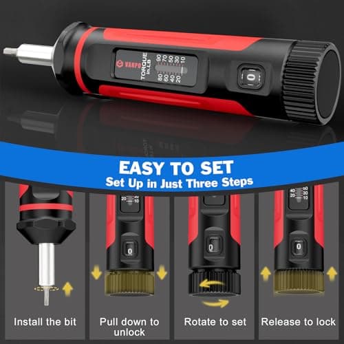 VANPO Torque Screwdriver, 10-90In-lb Torque Screw Driver Wrench Driver Set, 1/4” Drive Inch Pounds Torque Wrench Screwdriver with 60 S2 Bits for Maintenance, Tools, DIY, Bike Repairing and Mounting