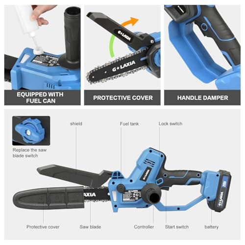 Mini Circular Saw, 4Amp 3500RPM And Battery Chainsaw 8 Inch with 2 batteries