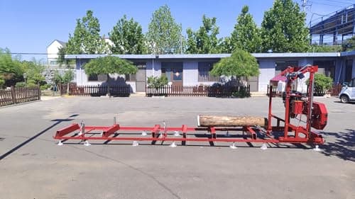 32″ Portable Sawmill, 15HP 420cc RATO Gasoline Engines with E-Start Band Saw, Adjustable Bed Leveling Feet, Red