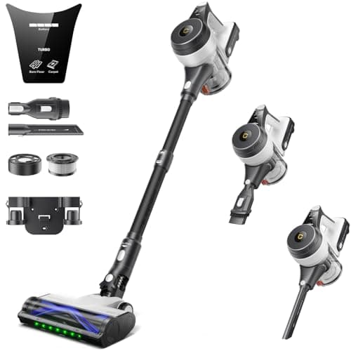 Cordless Vacuum Cleaner, 45KPA/550W/50Mins Powerful Stick Vacuum for Home, Anti-tangle, Self-Standing, Lightweigh, Charging Dock, 6-in-1 Wireless Vacumm for Hardwood Floor/Carpet/Pet Hair/Car, M1