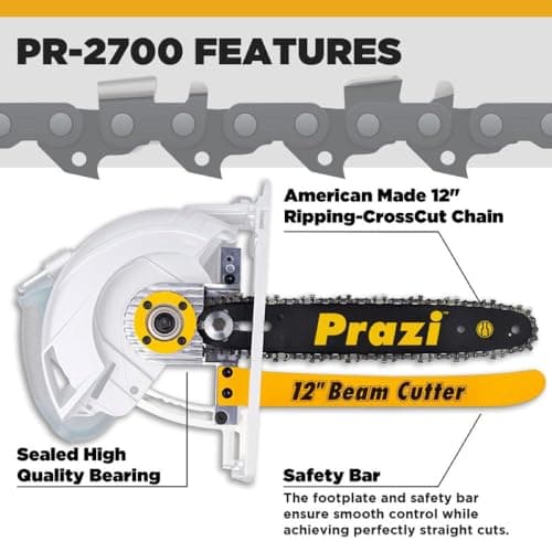 Prazi 12" Beam Cutter Attachment for Non-Worm Circular Saws – Model PR2700 for 7-1/4" Circular Saws, Non-Worm Drive – American Owned Company – Increase Cut Depth from 2-1/2” to 12”