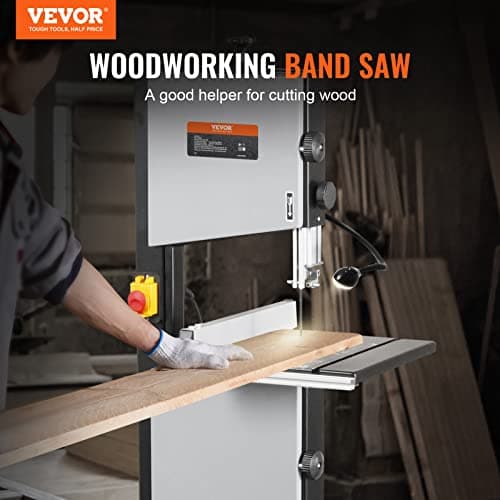 VEVOR Band Saw with Stand, 10-Inch, 560 & 1100 RPM Two-Speed Benchtop Bandsaw, 370W 1/2HP Motor with Metal Stand Optimized Work Light Workbench Fence and Miter Gauge, for Woodworking Aluminum Plastic