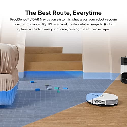 roborock S8+ Robot Vacuum, Sonic Mop with Self-Empty Dock, Stores up to 60-Days of Dust, Auto Lifting Mop, Ultrasonic Carpet Detection, 6000Pa Suction, White