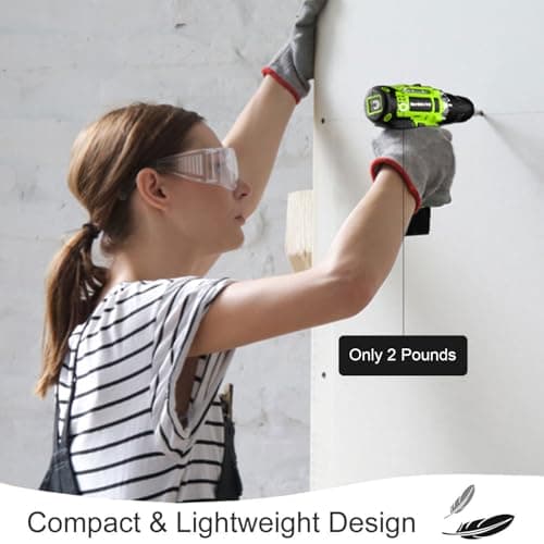 GardenJoy Cordless Power Drill Set: 12V Electric Drill with Battery and Charger, 65pcs Acessories, 3/8"Keyless Chuck, 2 Variable Speed, 24+1 Position, Compact Drill Driver Kit for Home & DIY Project