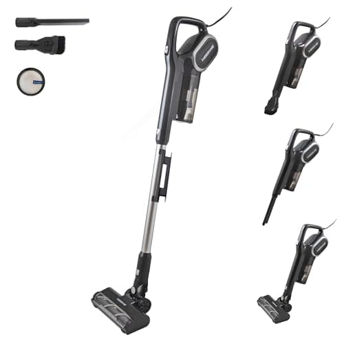 Farberware Classic Stick Vacuum Cleaner, Powerful Suction and Lighted Motor Brush for Carpet and Hard Floors, Converts to Handheld Vacuum for Pet Hair