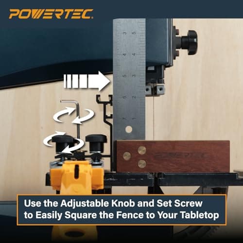 POWERTEC 16" x 3-1/2" Band Saw Fence - Resaw Fence Attachment for Bandsaw Tables & Drill Press, Compatible with POWERTEC Straight Edge Clamps (72260)