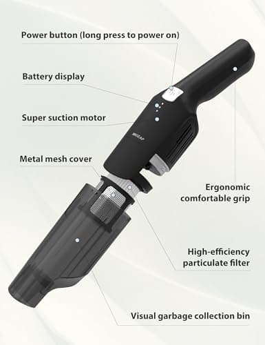 Handheld Vacuum Cordless,15KPA Powerful Car Vacuum,Last 30 Minutes,Rechargeable+Charging Base,500ML Detachable Dust Cup,1.4lb Lightweight,2-in-1 Cleaning Brush,Clean Kitchen,pet Hair,car,Black