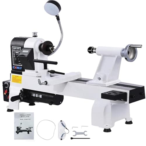 CXRCY 12" x 18" Wood Lathe, Powerful Benchtop Wood Lathe Machine 3/4 HP Infinitely Variable Speed 650-3800 RPM with Lathe Belt & Goggle for Woodworking, Woodturning (Model:WL460-12VF)