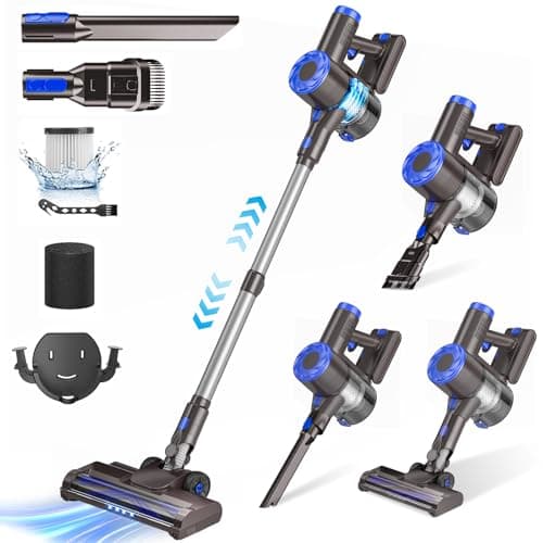 Cordless Vacuum Cleaner, Super Power Suction Stick Vacuum Cleaners with 2200 mAh Battery,8-in-1 Lightweight Self-Standing, 35 Mins Runtime for Home Hard Floor Low-Pile Carpet Pet Hair