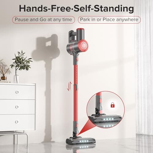 Cordless Vacuum Cleaner with Self-Standing, Powerful Stick Vacuum Cleaners for Home, 8-in-1 Lightweight Rechargeable Vacuum, 7-Layer Filtration,Ideal for Carpet, Pet Hair, Hardwood Floors
