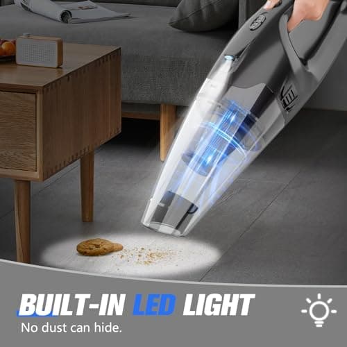 Handheld Vacuum Cordless Rechargeable 3-in-1, USB Charge, Car Vacuum with LED, HEPA Filter, 1.65LBs Lightweight Vacuum Cleaner for Dust, Pet Hair