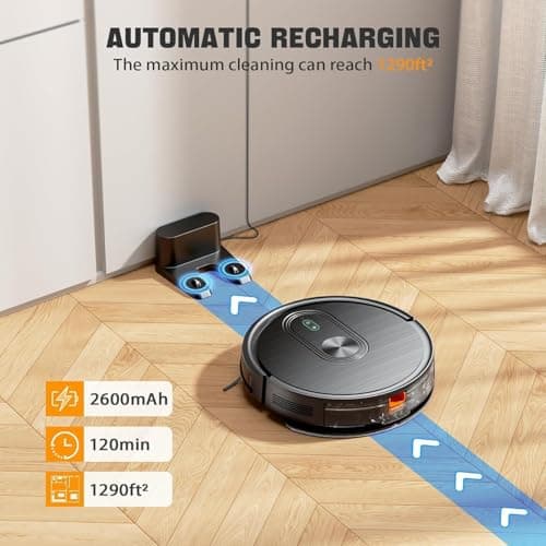 Robot Vacuum and Mop Combo, 2 in 1 Mopping & Mopping Robot with Schedule, App/Bluetooth/Voice, 3200Pa Max Suction, Self-Charging Robot Vacuum Cleaner, Slim, Ideal for Pet Hair, Hard Floor, Carpet