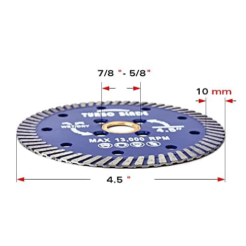 7" Diamond Turbo Blade Granite Diamond Blade for Granite Marble Porcelain Tile Wet/Dry Cutting