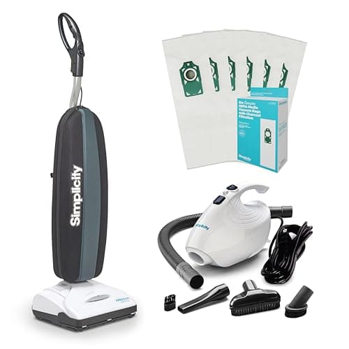 Simplicity Vacuums Ultimate Clean Bundle – Freedom Cordless Upright with HEPA Media Bag Set + Flash Mini Handheld – Lightweight Vacuum Cleaner for Carpet, Hard Floor, and Bare Floor